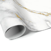 White Carrara Marble Grey Gold Stone Minimal Cadeaupapier (Rol Hoek)