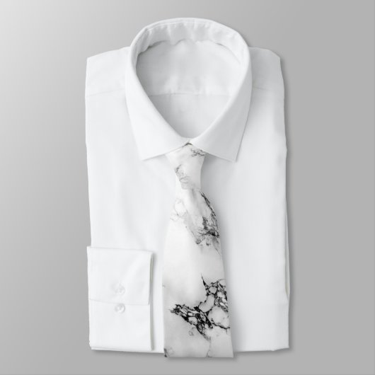 White Carrara Marble Print Stropdas (Gebonden)