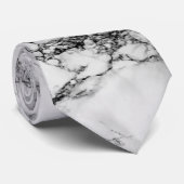 White Carrara Marble Print Stropdas (Opgerold)