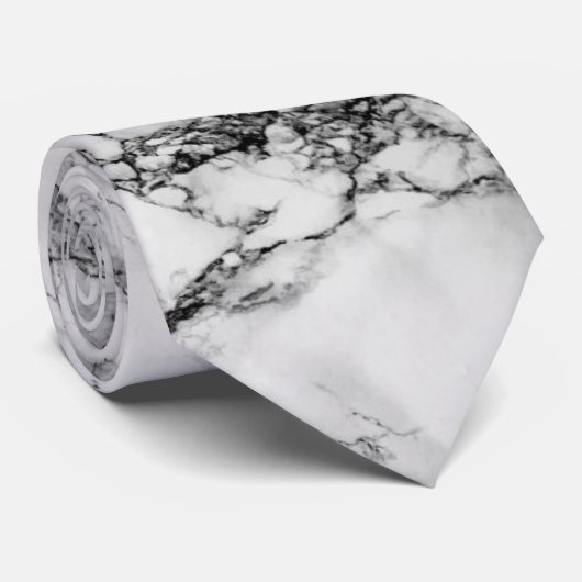 White Carrara Marble Print Stropdas (Opgerold)