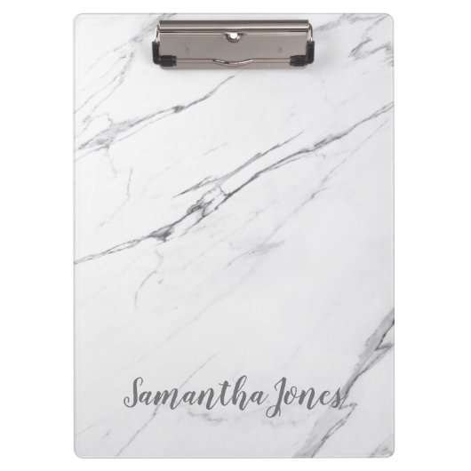 White Carrara Marble Script Classic Modern Klembord (Voorkant)