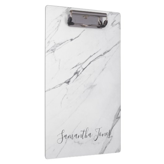 White Carrara Marble Script Classic Modern Klembord (Rechts)