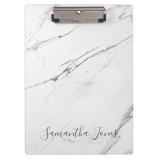 White Carrara Marble Script Classic Modern Klembord (Voorkant)