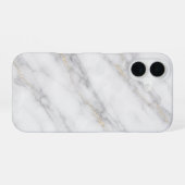 White Carrara Marble with Champagne Gold Veining iPhone 16 Hoesje (Achterkant horizontaal)