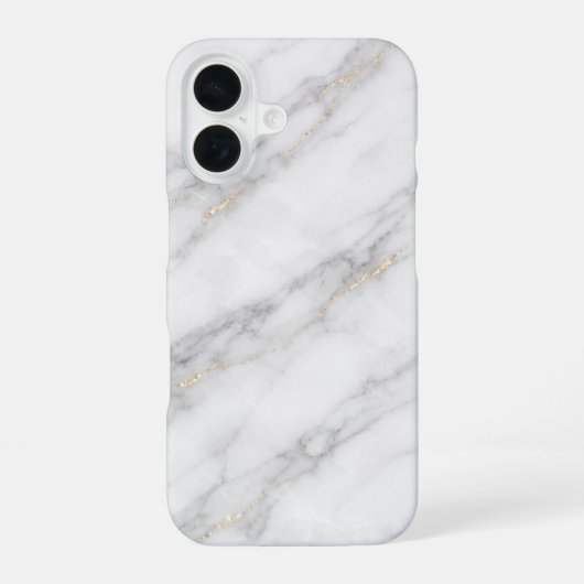 White Carrara Marble with Champagne Gold Veining iPhone 16 Hoesje (Achterkant)