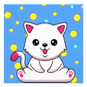 White Cartoon Cat Foto Afdruk (Voorkant)