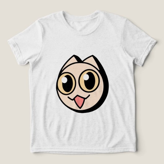 White Cartoon Cat Tri-Blend Shirt (Design voorkant)