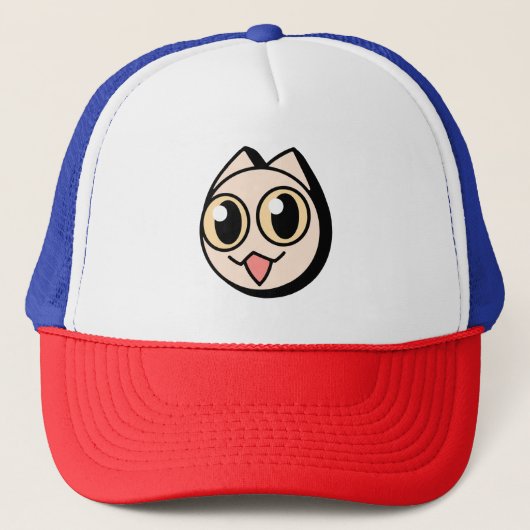 White Cartoon Cat Trucker Pet (Voorkant)