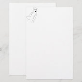 White Cartoon Ghost Briefpapier (Voorkant / Achterkant)