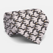White Cartoon Goose Geometric Pattern Stropdas (Opgerold)