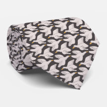 White Cartoon Goose Geometric Pattern