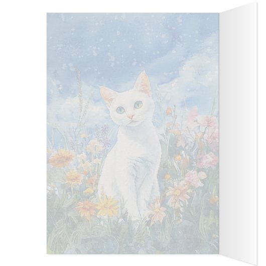 White Cat - 5" x 7" Art Kaart (Binnen (Links))