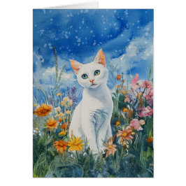 White Cat - 5" x 7" Art Kaart