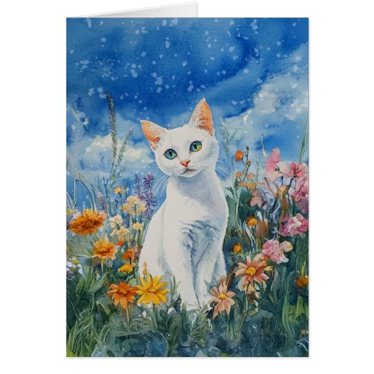 White Cat - 5" x 7" Art Kaart (Voorkant)