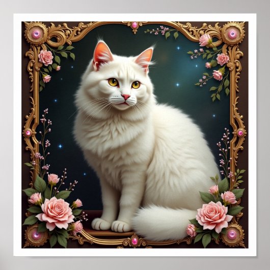 White Cat 5D Diamond Painting Kit Poster (Voorkant)