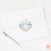 White Cat Angel in Clouds Ronde Sticker (Envelop)