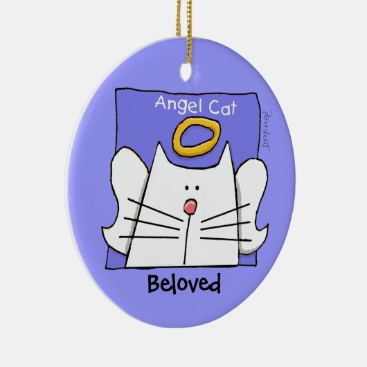 White Cat Angel Personaliseren Keramisch Ornament (Rechts)