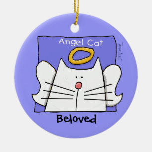White Cat Angel Personaliseren Keramisch Ornament