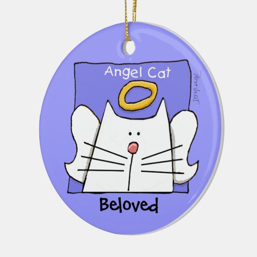 White Cat Angel Personaliseren Keramisch Ornament (Links)