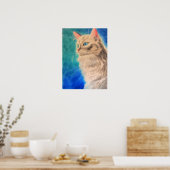 White Cat Art Print (Keuken)