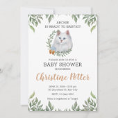 White Cat Blue Eyes Greenery Boho Baby shower Kaart (Voorkant)