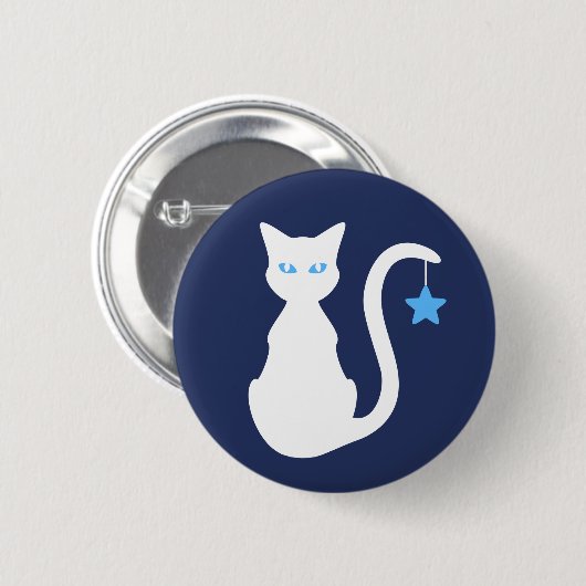 White Cat Button (Voorkant /achterkant)