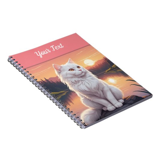 White Cat by Lake Notitieboek (Rechterzijde)