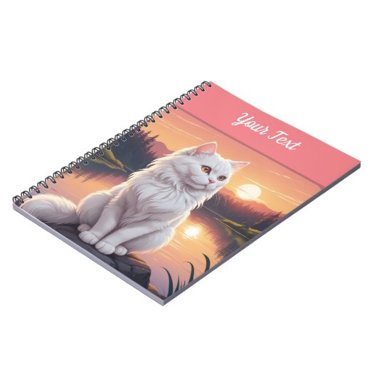 White Cat by Lake Notitieboek (Linkerzijde)