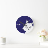 White Cat Cartoon Ronde Klok (Huis)