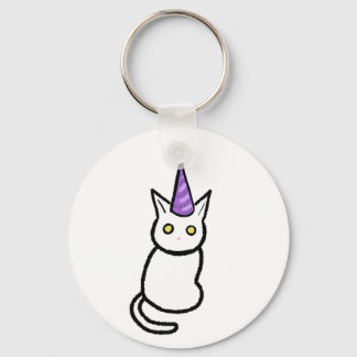 White Cat Celebration Keyring Sleutelhanger