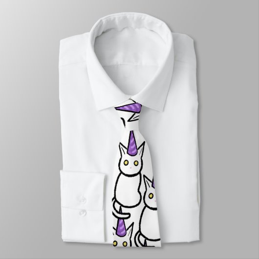 White Cat Celebration Tie Stropdas (Gebonden)