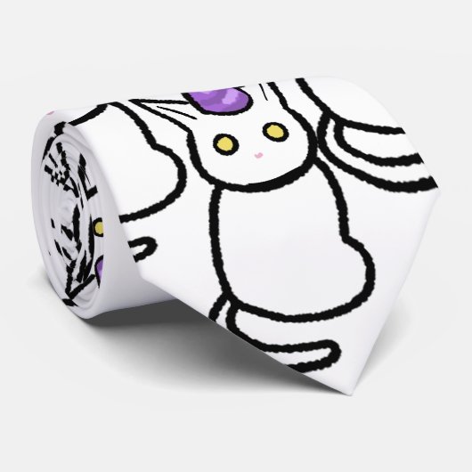 White Cat Celebration Tie Stropdas (Opgerold)