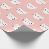 White Cat Cute Pink Cadeaupapier (Hoek)