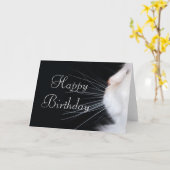 White Cat Design 1 Happy Birthday Wenskaart Kaart (Gele Bloem)