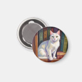 White Cat Drawing Magneet (Voorkant / Achterkant)