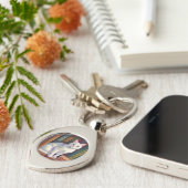 White Cat Drawing Sleutelhanger (Zijkant)