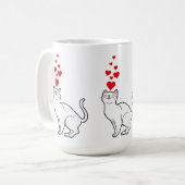 white cat en heart for cat lovers koffiemok (Voorkant links)