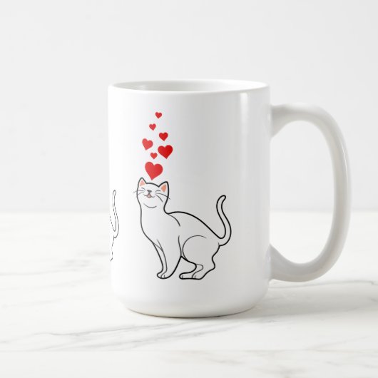 white cat en heart for cat lovers koffiemok (Rechts)