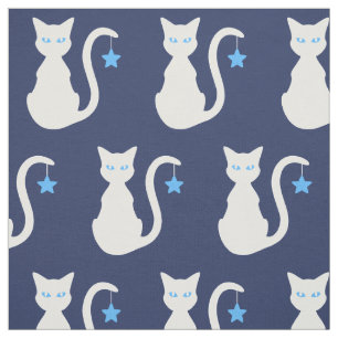 White Cat Fabric Stof