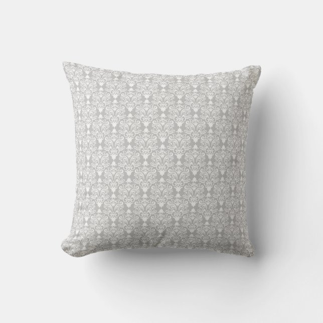 White Cat Face Damask Pattern Pillow Kussen (Voorkant)