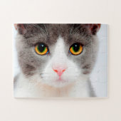 White Cat Face, Easy Cat Legpuzzel (Horizontaal)