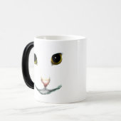 White Cat Face Morphing Cup Magische Mok (Voorkant links)