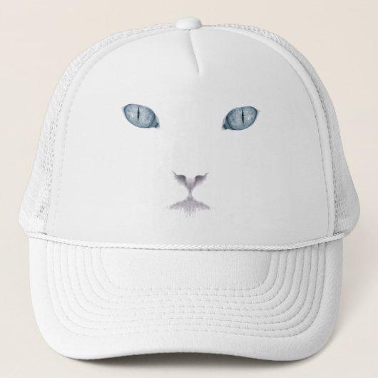 White Cat Face Trucker Hat Trucker Pet (Voorkant)