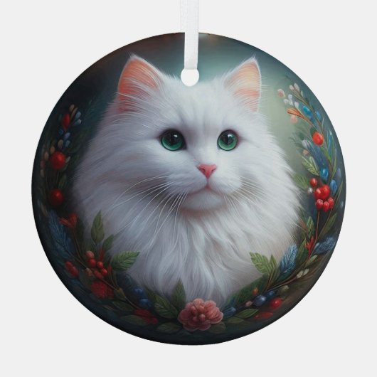 White Cat Glass Ornament (Achterkant)