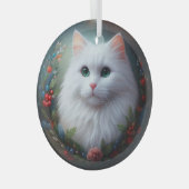 White Cat Glass Ornament (Voorkant Rechts)