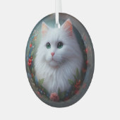 White Cat Glass Ornament (Voorkant links)