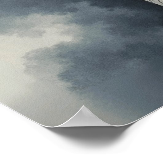 White Cat in a Chinese Ink Drawing Style Poster (Hoek)