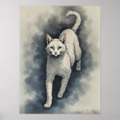 White Cat in a Chinese Ink Drawing Style Poster (Voorkant)