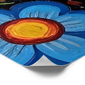 White Cat in Colorful Folk Art Flowers Poster (Hoek)