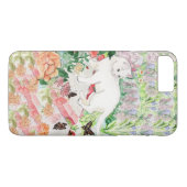 White Cat in een Garden iPhone Case (Achterkant (Horizontaal))